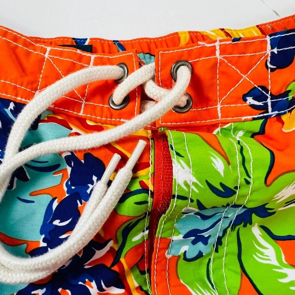 Polo By Ralph Lauren Swim Trunks Shorts Men Orange Drawstring Polyester‎ M